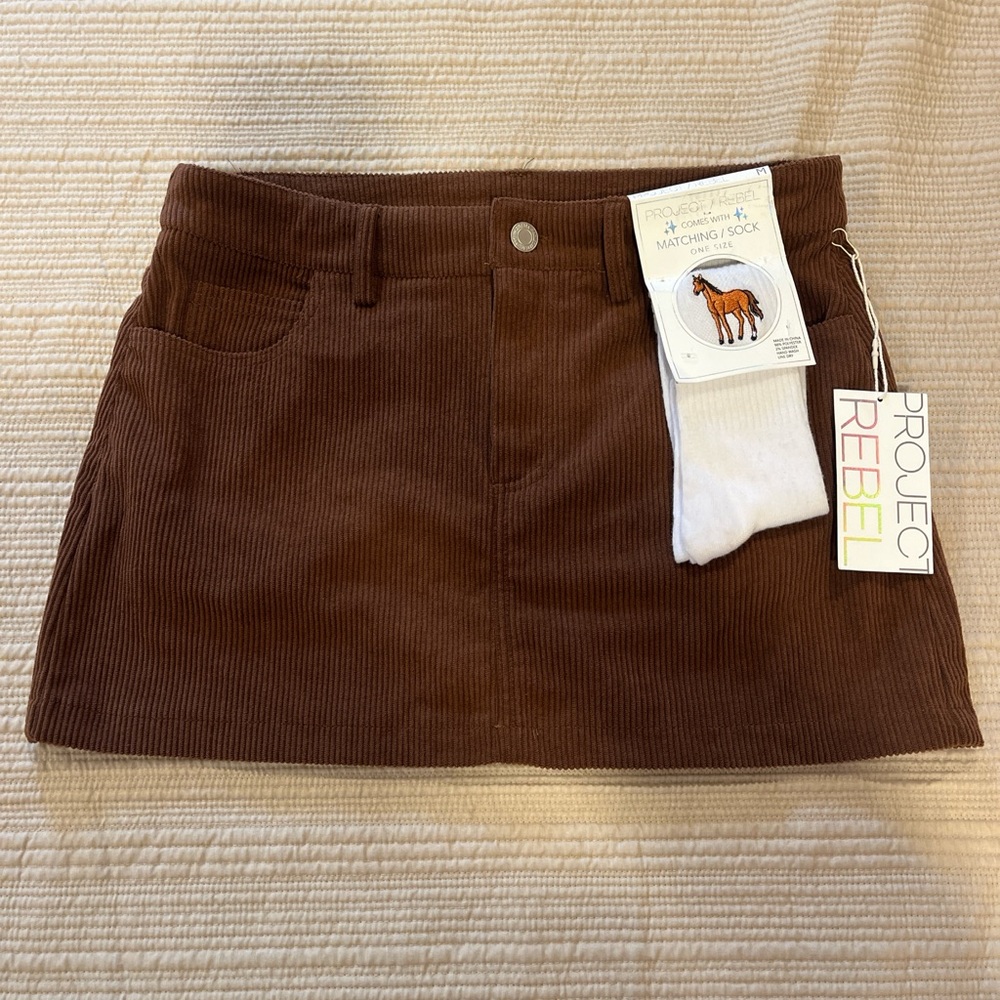 Chocolate Brown Corduroy Mini Skirt
